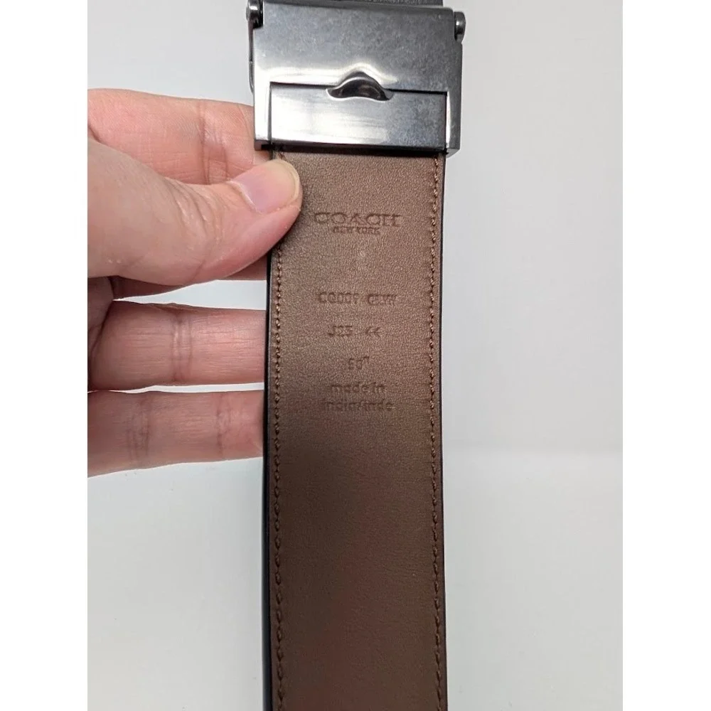 Coach Cut to Size Black Embossed Logo‎ Leather Plaque Belt